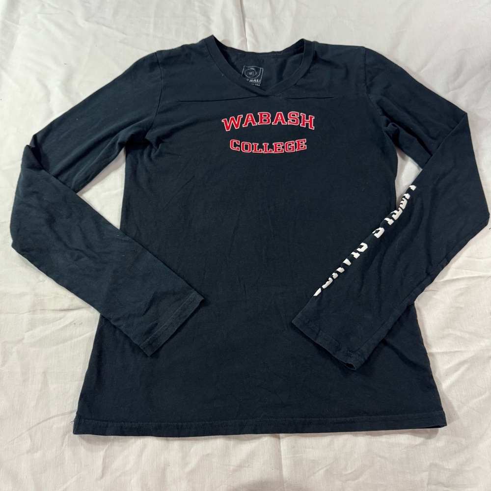 G64. Girls Black Wabash College Long Sleeve Shirt (L)‎